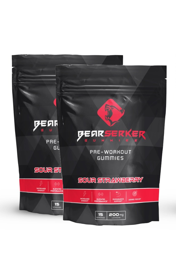 Sour Strawberry flavored pre-workout gummies (30 servings)
