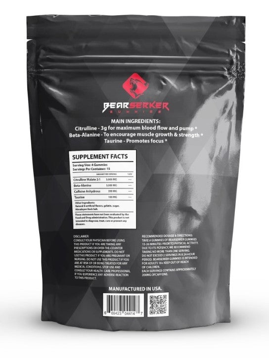 Sour Strawberry flavored pre-workout gummies (15 servings)